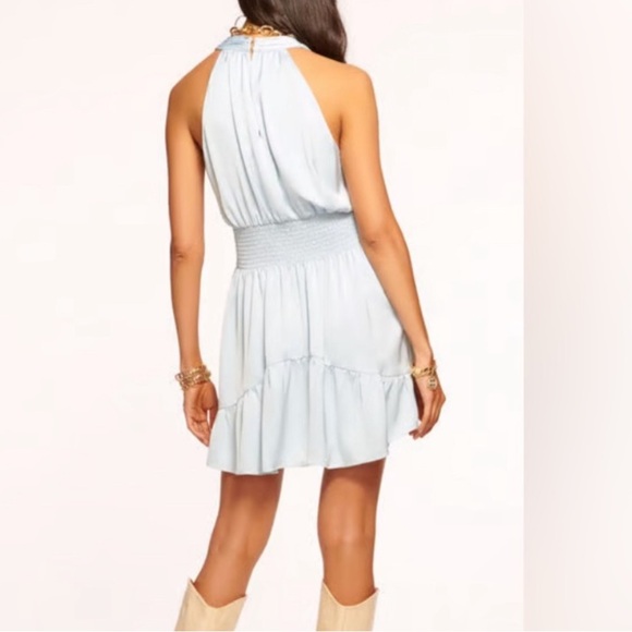 Light Blue Sleeveless Dress with Belt - Picture 3 of 6